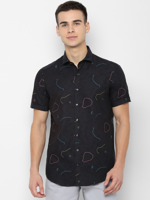 

SIMON CARTER LONDON Men Black & Grey Slim Fit Printed Casual Shirt