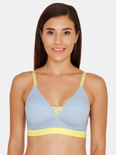 

Zivame Blue & Yellow Solid Non-Wired Lightly Padded T-shirt Bra ZI1508FASHDBLUE