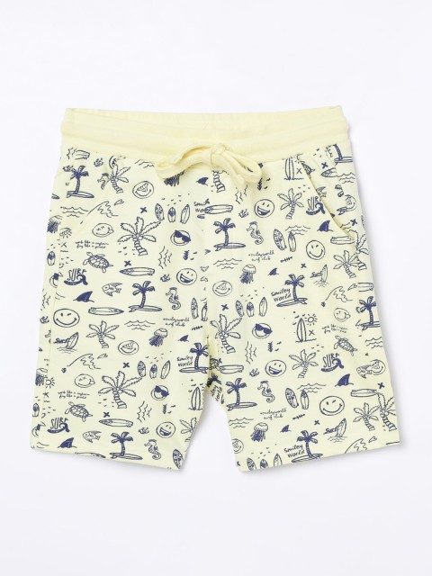 

Smiley World Boys Yellow & Blue Printed Regular Fit Regular Shorts