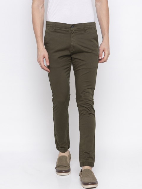 

SPYKAR Men Olive Green Slim Fit Solid Regular Trousers