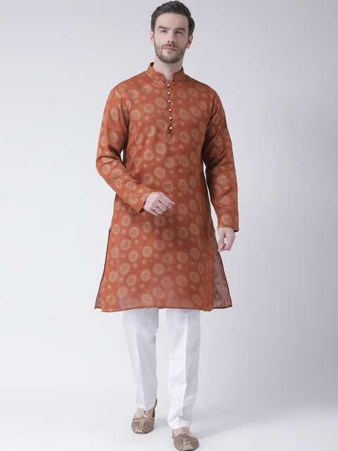 

SG LEMAN Men Brown & White Printed Kurta with Trousers