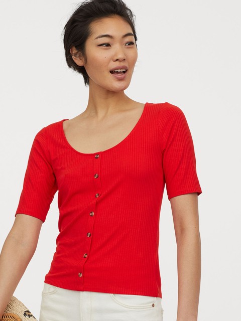 

H&M Women Red Scoop-Necked Top