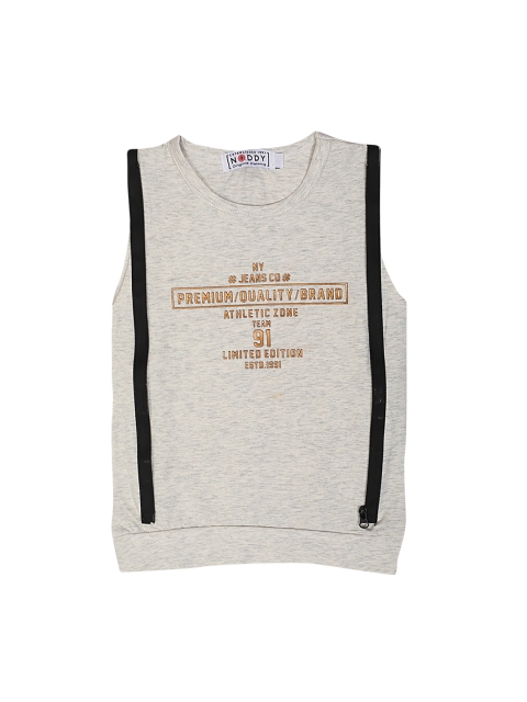 

Noddy Boys Grey Melange Printed Round Neck T-shirt