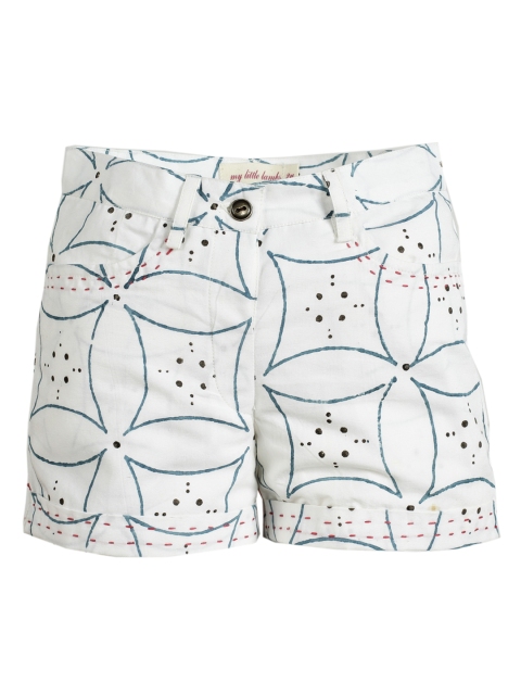 

My Little Lambs Girls White Printed Regular Fit Regular Shorts