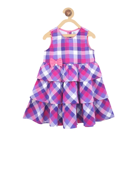 

Campana Girls White & Pink Checked Fit and Flare Dress