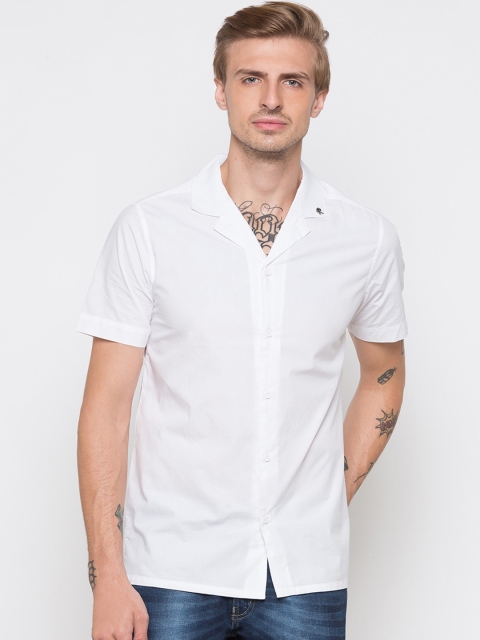

Globus Men White Regular Fit Solid Casual Shirt