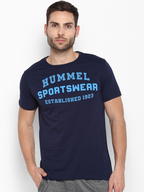 

hummel Men Navy Blue Printed Round Neck T-shirt