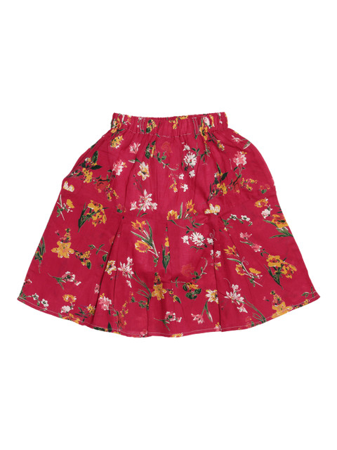 

SWEET ANGEL Girls Pink & Yellow Floral Printed A-Line Skirt