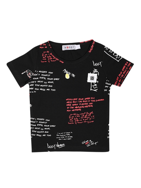 

Noddy Boys Black & White Printed Round Neck T-shirt