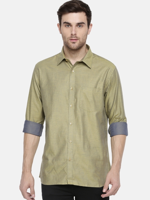 

JDC Men Olive Green & Grey Slim Fit Printed Casual Shirt