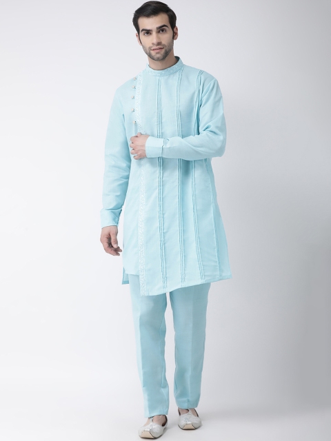 

SG LEMAN Men Blue Embroidered Kurta with Trousers
