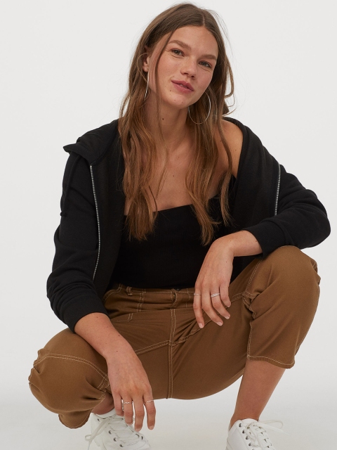 

H&M Women Black Solid Ribbed Tube Top