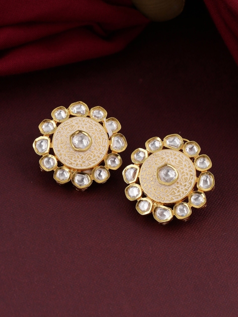 

Tistabene Cream-Coloured & Gold-Plated Floral Studs