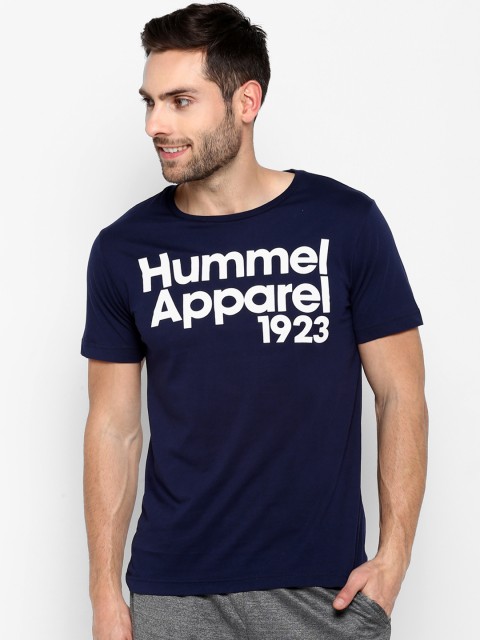 

hummel Men Navy Blue Printed Round Neck T-shirt