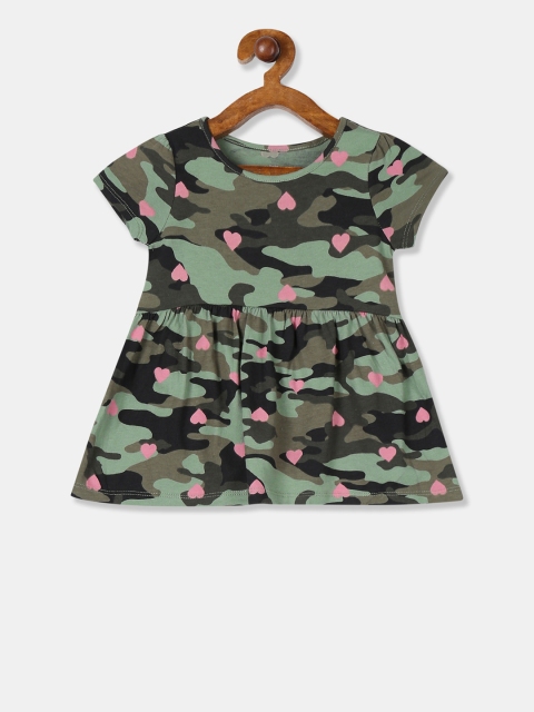

GAP Toddler Girl Olive Green Camouflage Print Short Sleeve Tunic