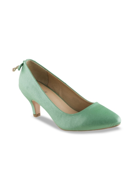 

Sherrif Shoes Women Green Solid Heels