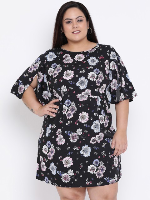 

Oxolloxo Women Black Printed Fit and Flare Dress