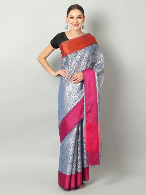 

EthnicRoom Blue & Pink Supernet Woven Design Handloom Kota Saree