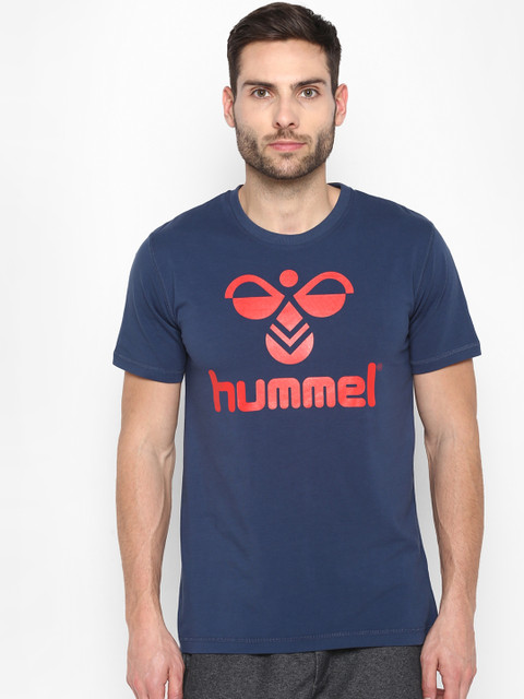 

hummel Men Navy Blue Printed Round Neck T-shirt