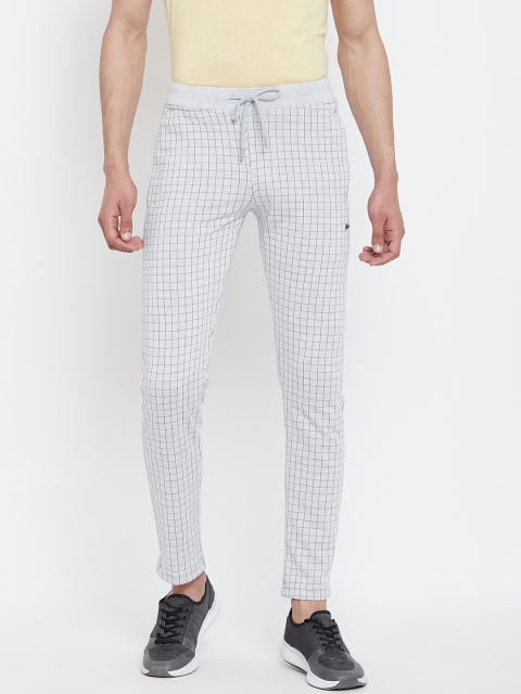 

Okane Men Grey Checked Slim-Fit Track Pants