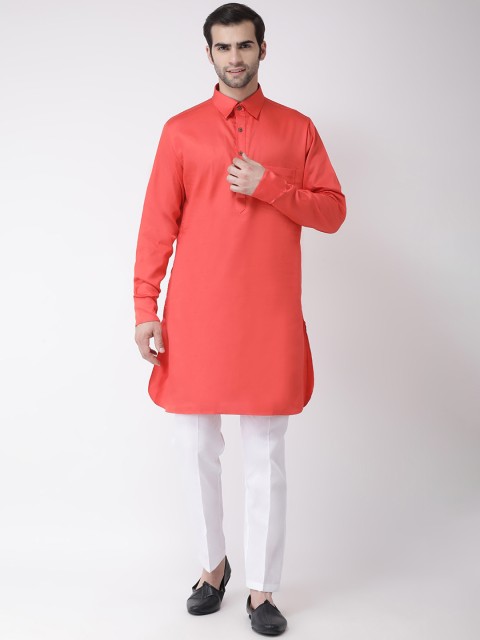 

SG LEMAN Men Red & White Solid Kurta with Trousers