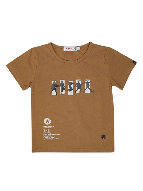 

Noddy Boys Khaki Printed Round Neck T-shirt