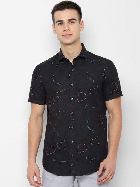 

SIMON CARTER LONDON Men Black & Grey Slim Fit Printed Casual Shirt