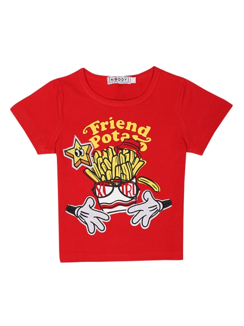 

Noddy Boys Red & Off-White Printed Round Neck T-shirt