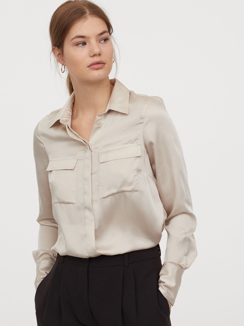 

H&M Beige Satin Blouse