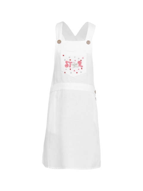 

Oxolloxo Girls White Printed Pinafore Dress