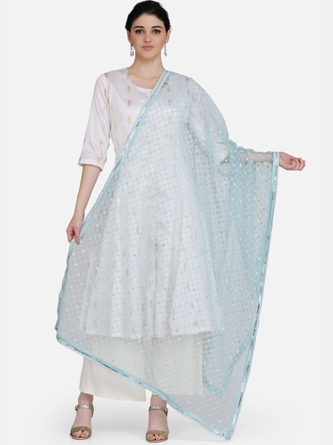 

Ojjasvi Women Turquoise Blue Embroidered Dupatta