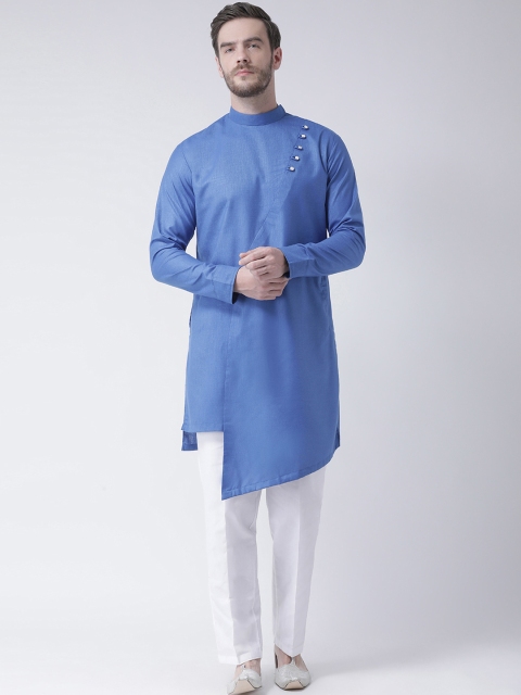 

SG LEMAN Men Blue & White Solid Kurta with Trousers