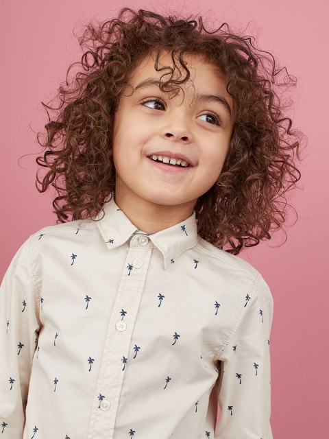 

H&M Beige Printed Cotton Shirt