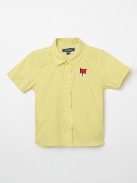

Juniors by Lifestyle Boys Yellow Slim Fit Solid Casual Shirt