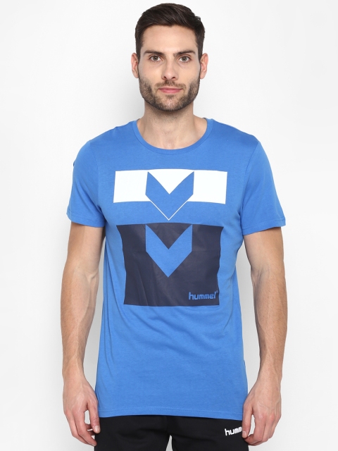 

hummel Men Blue Printed Round Neck T-shirt