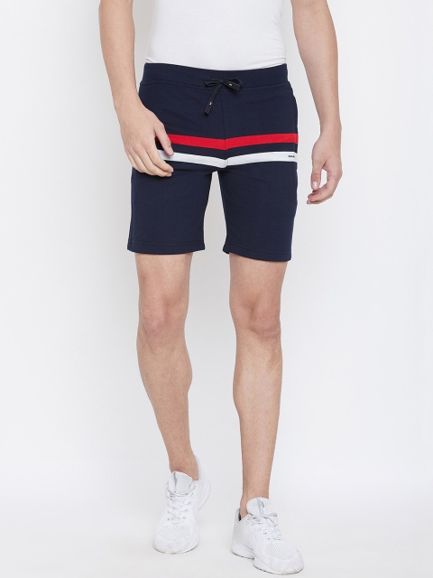

Okane Men Navy Blue Striped Slim Fit Regular Shorts