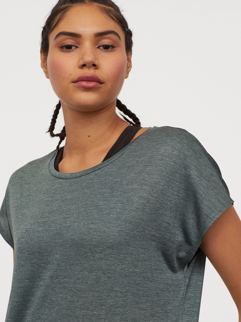 

H&M Women Green Solid Sports Top