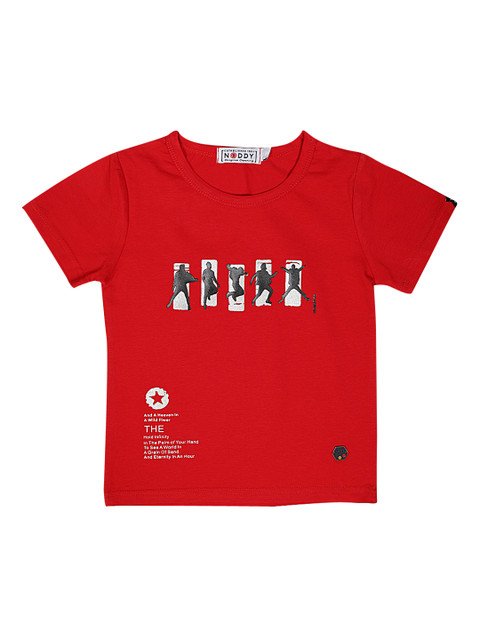 

Noddy Boys Red Printed Round Neck T-shirt
