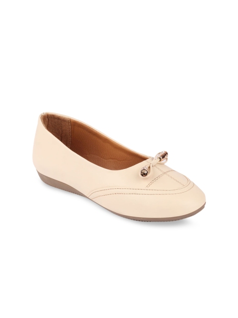 

FAUSTO Women Cream-Coloured Solid Ballerinas
