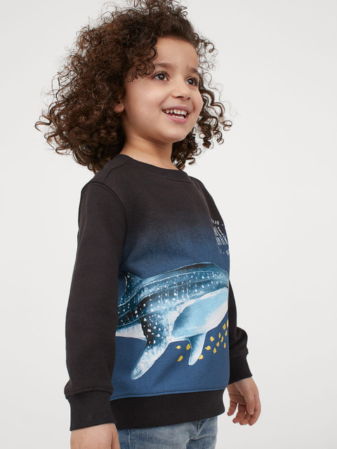 

H&M Girls Black & Blue Printed Sweatshirt
