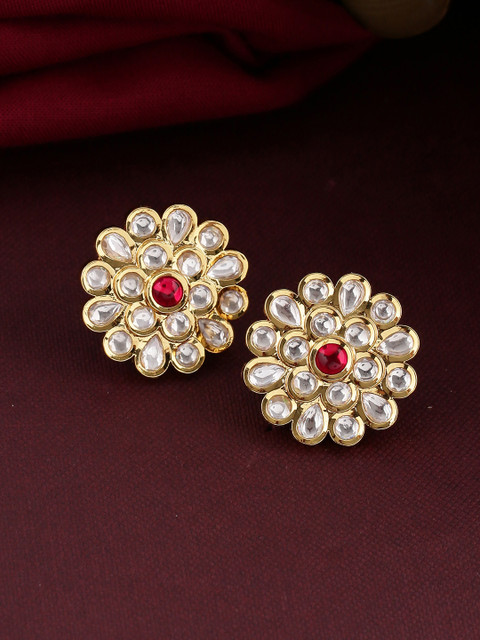 

Tistabene Red & Gold-Plated Floral Studs