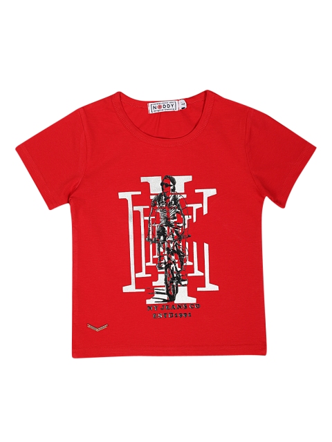 

Noddy Boys Red & White Printed Round Neck T-shirt