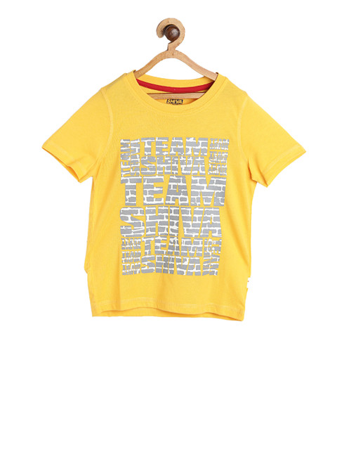 

toothless Boys Yellow Shiva Printed Round Neck Pure Cotton T-shirt