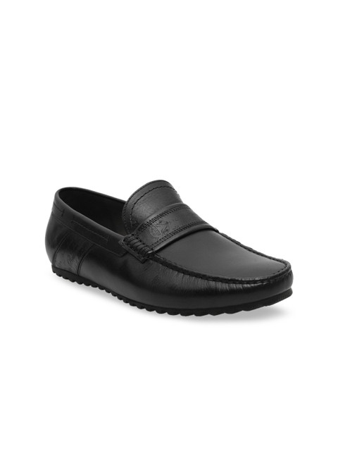 

ROSSO BRUNELLO Men Black Solid Leather Formal Loafers