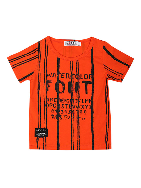 

Noddy Boys Orange & Black Striped Round Neck T-shirt