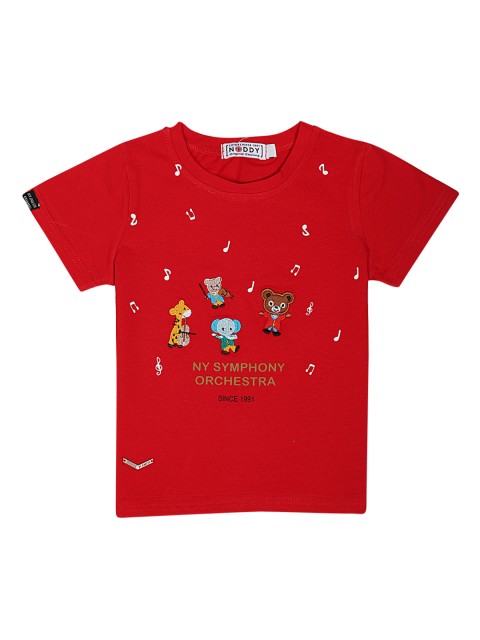 

Noddy Boys Red Printed Round Neck T-shirt
