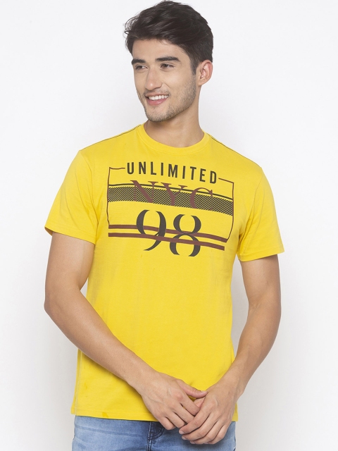 

Globus Men Yellow Printed Round Neck T-shirt