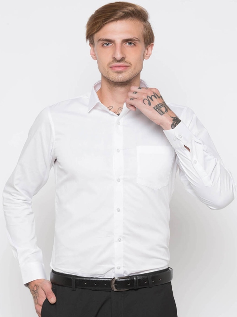 

Globus Men White Slim Fit Solid Casual Shirt