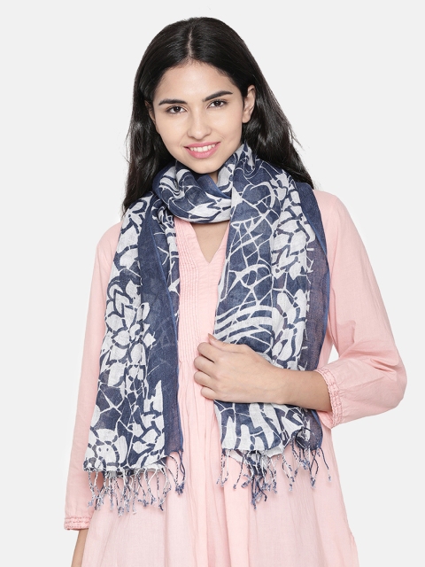 

Linen Club Women Blue & White Printed Stole