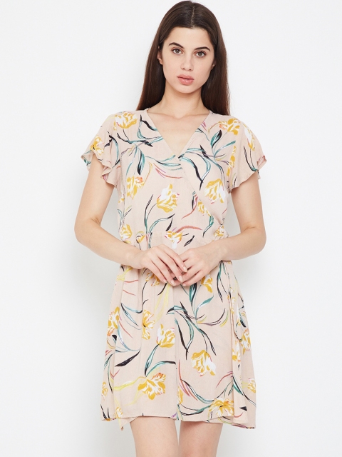 

Oxolloxo Women Beige Printed Wrap Dress